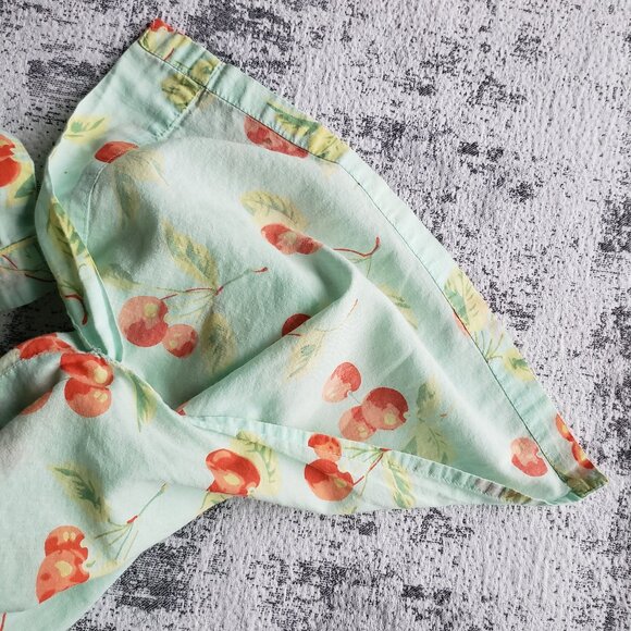 Vintage Soft Pistachio Green + Cherry Sheer Light Bath Sauna Spa Robe - Picture 5 of 7